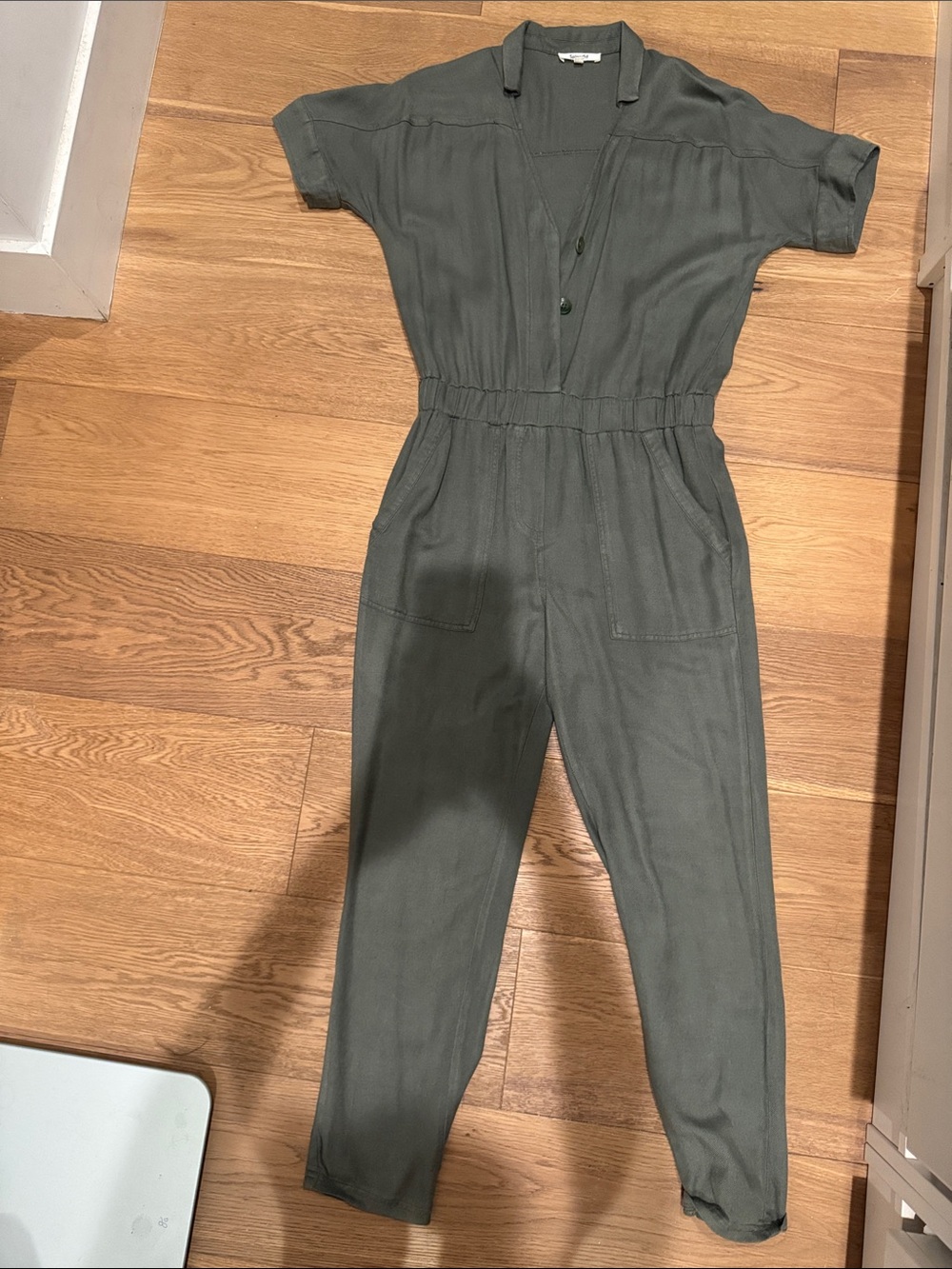 Splendid Olive Short-Sleeve Utility Jumpsuit